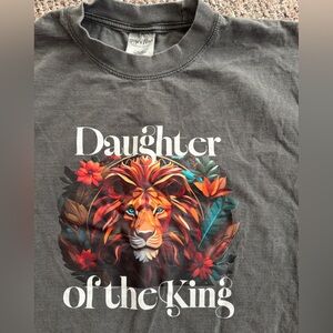 Graphic T-Shirt with Lion and Floral Design